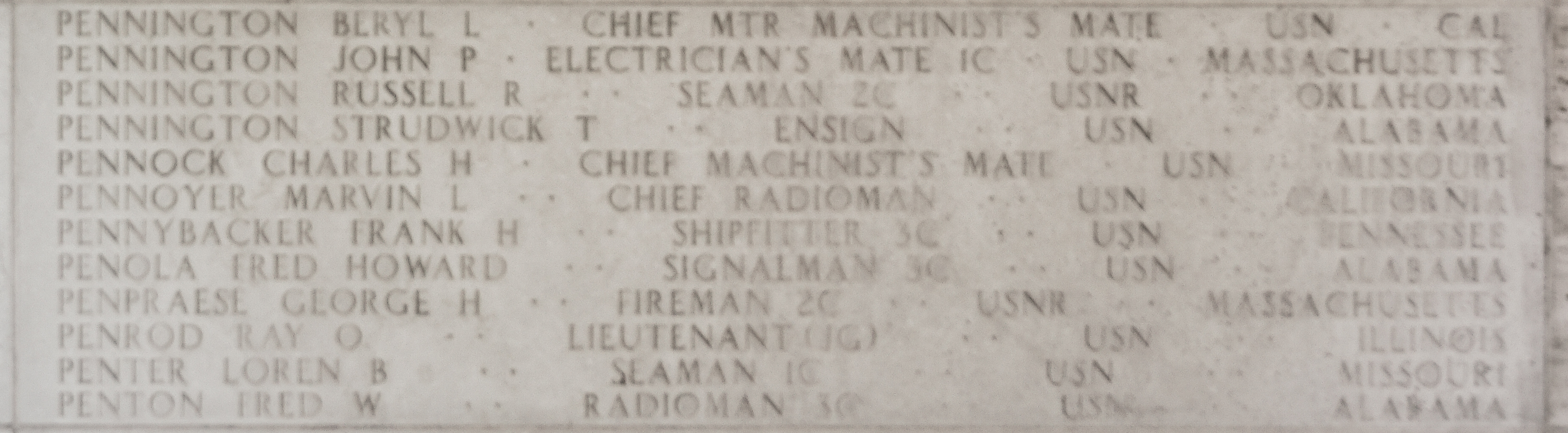 Fred W. Penton, Radioman Third Class